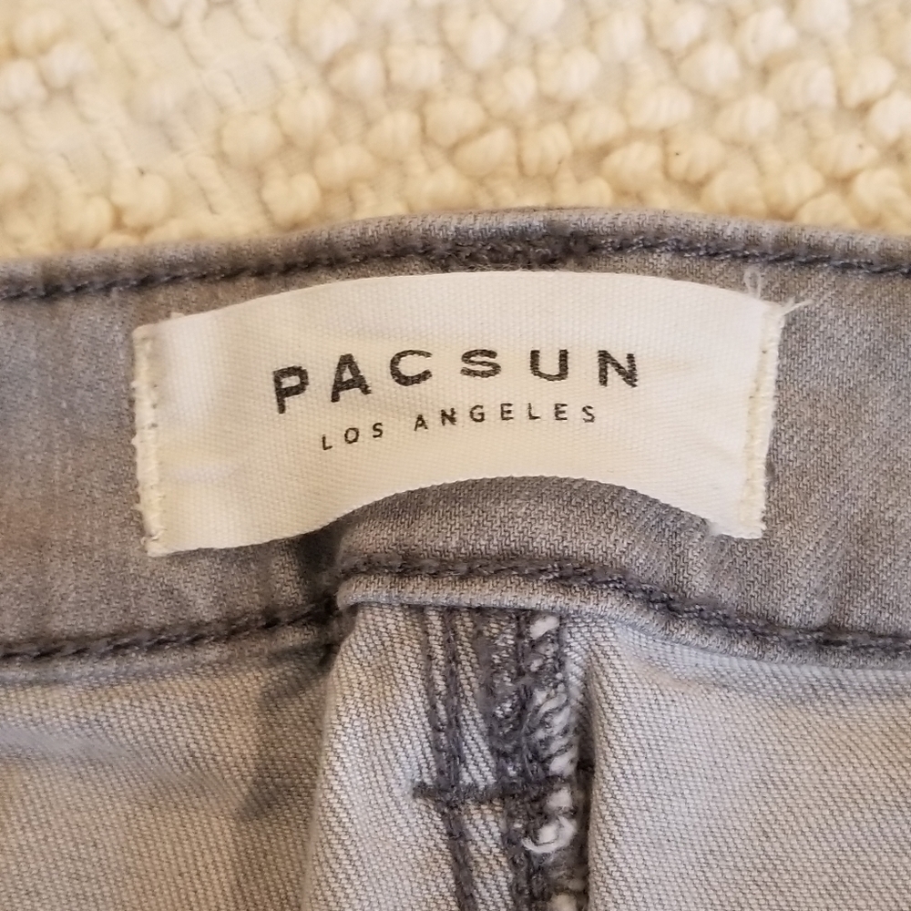 PACSUN Super Stretch Shortie Gray jean Shorts 25 - Picture 2 of 14